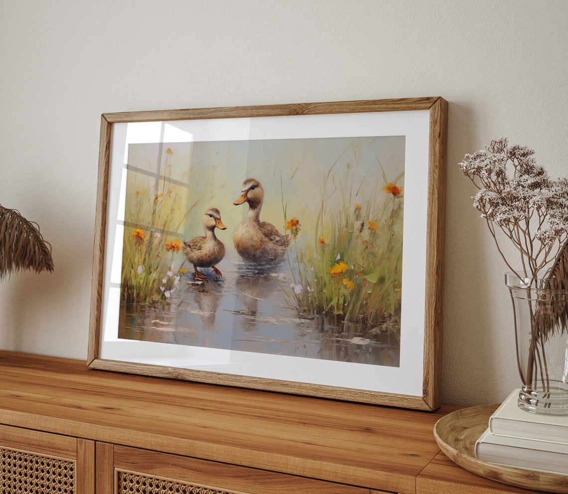 Easter Ducklings Vintage Oil Painting Art Print - Image 3