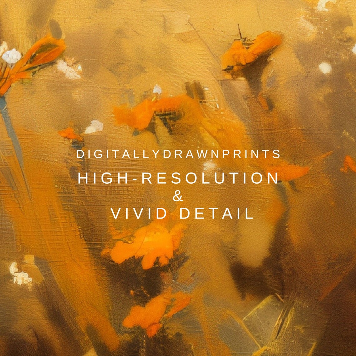 Autumn Wildflower Field Golden Moody Oil Painting Style Fall Print - Image 2