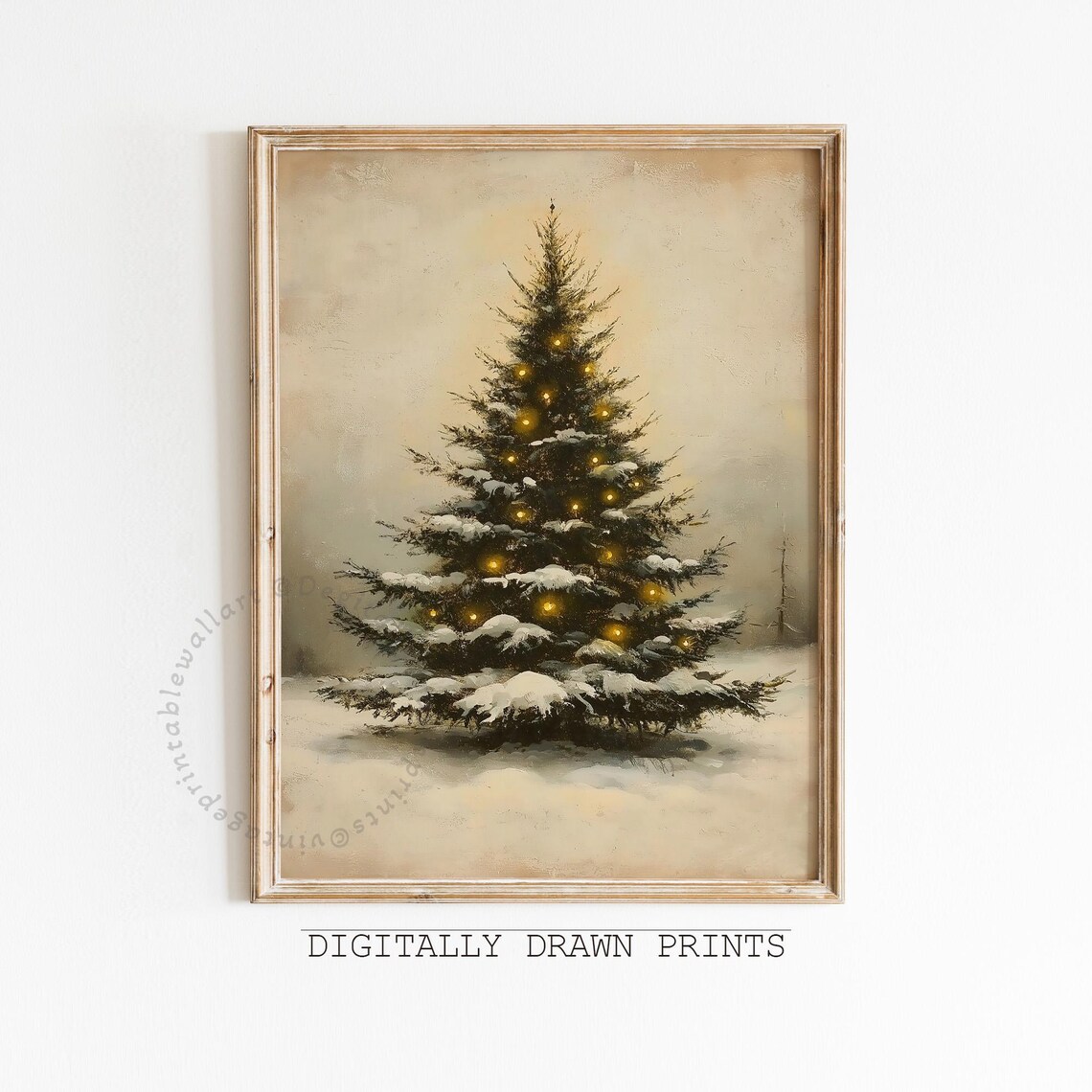 Moody Christmas Tree Vintage Holiday Art Print