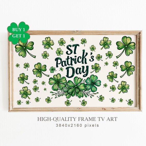 St Patricks Day Typography Shamrocks Cream Vintage Holiday TV Poster