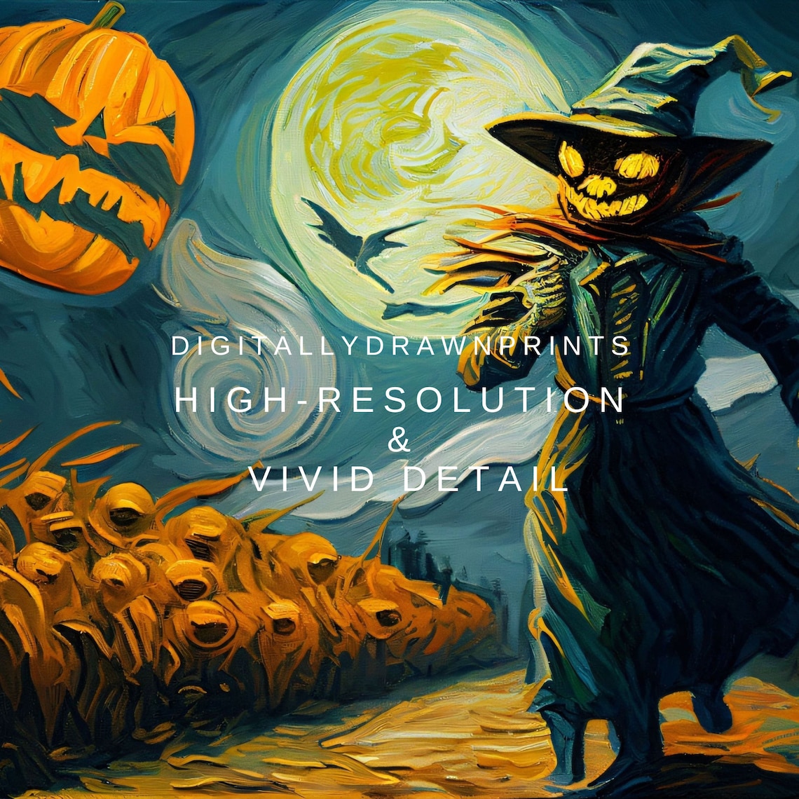 Halloween Van Gogh-Inspired Art Print, Modern Decor - Image 2