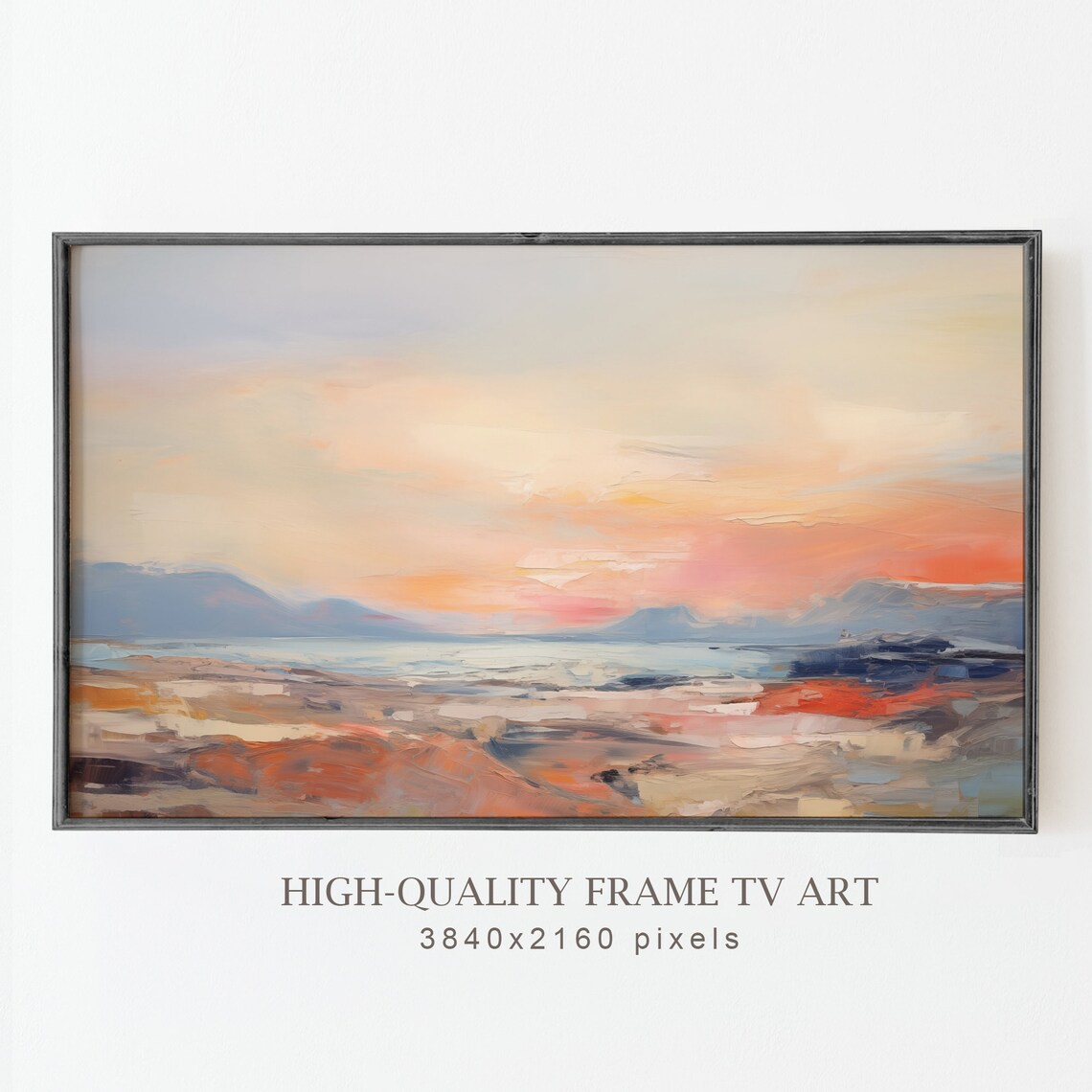 Textured Abstract Sunset Seascape Impasto Coastal Warm Hues Oil Painting Poster - Image 5
