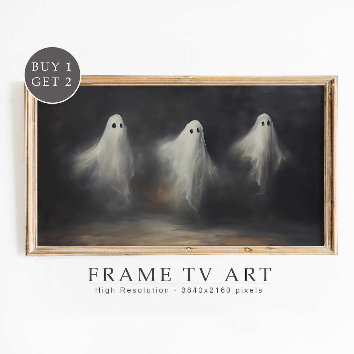Halloween Ghost TV Art, Spooky Halloween Decor
