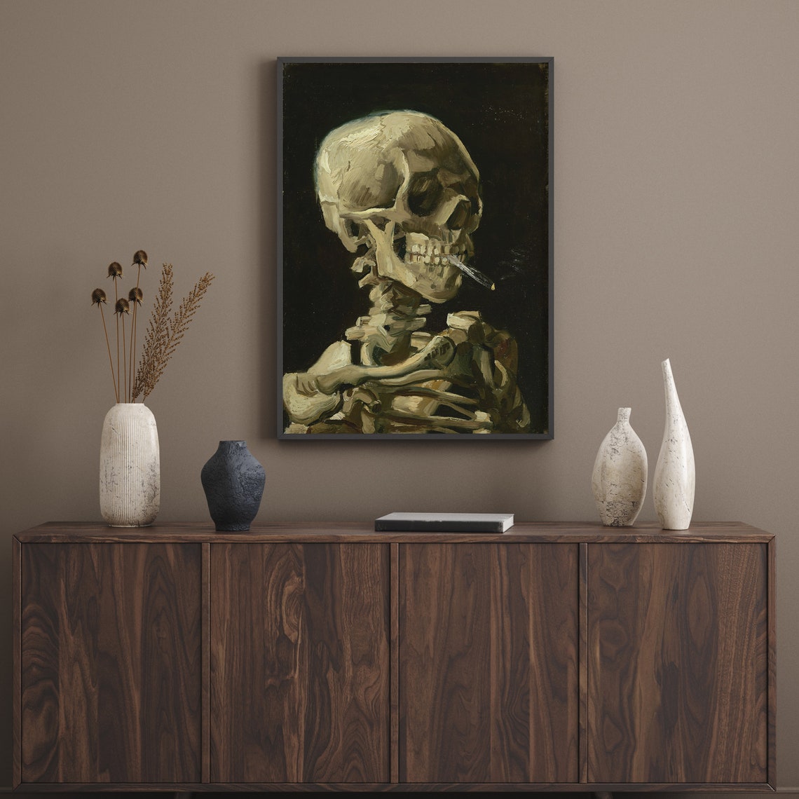 Van Gogh Skull with Burning Cigarette Moody Dark Gothic Art Poster - Image 2