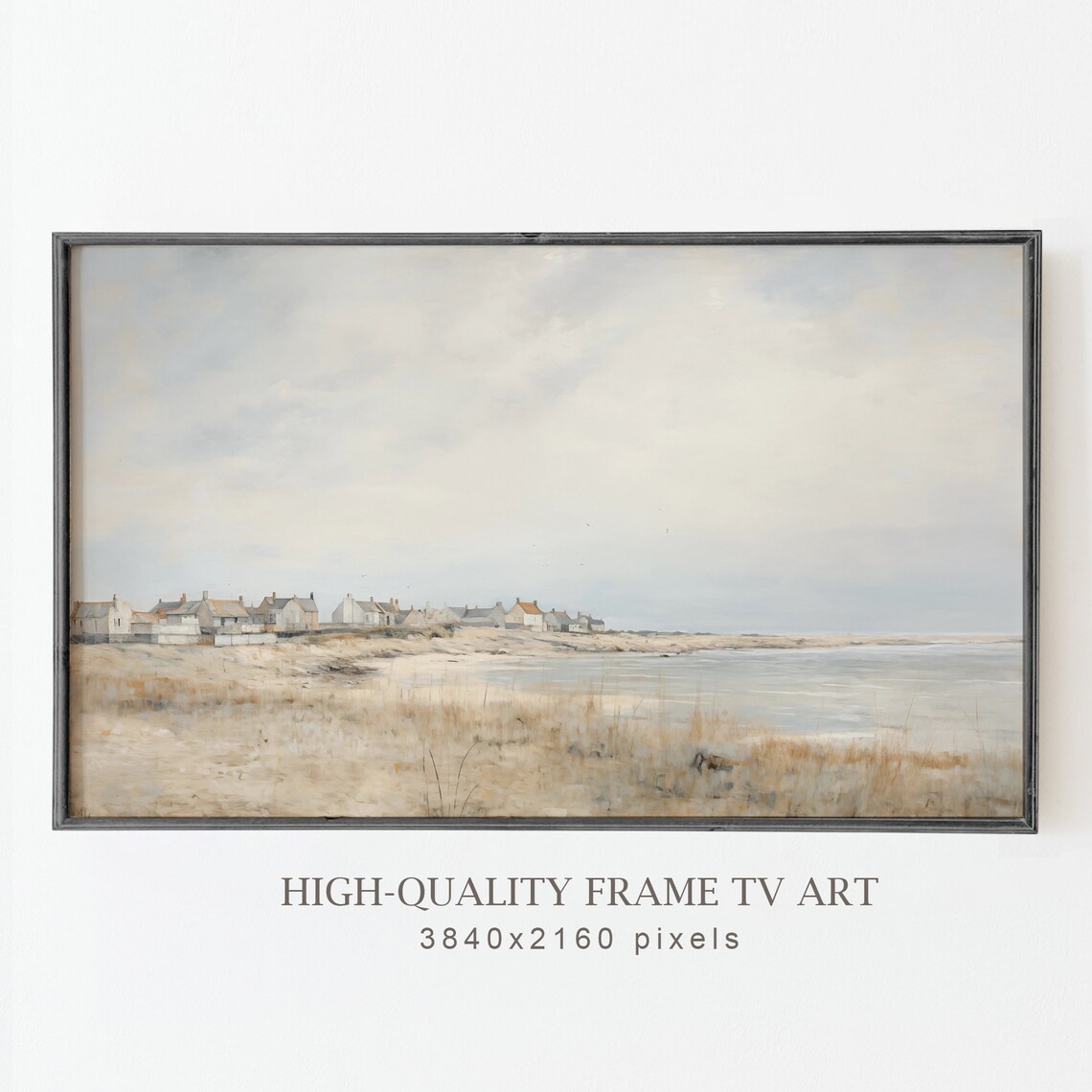 Vintage Coastal Fishing Village Sandy Dunes Muted Neutral Seaside Poster - Image 5