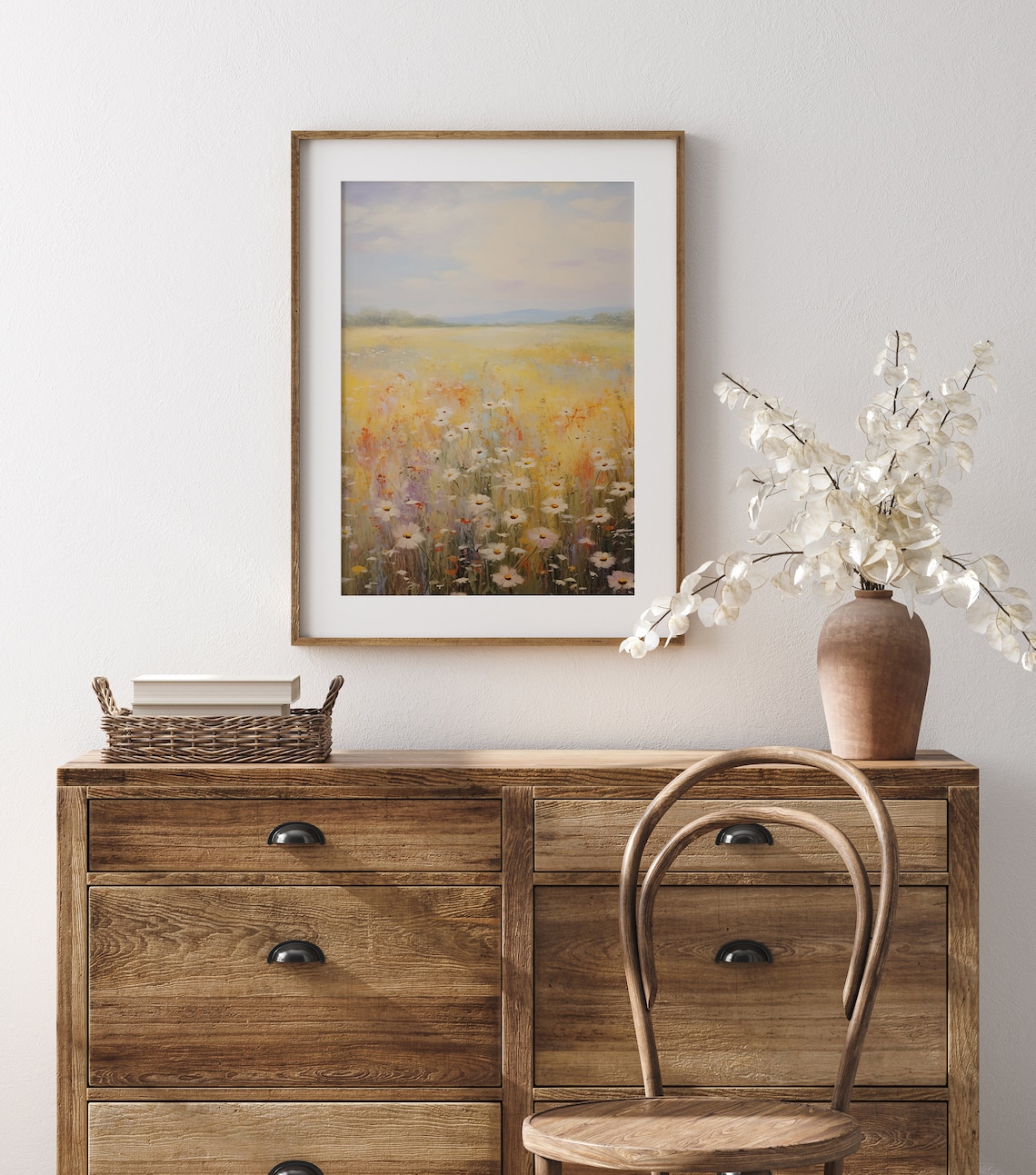 Golden Yellow Wildflower Meadow Daisies Sunny Vintage Oil Painting Poster - Image 2