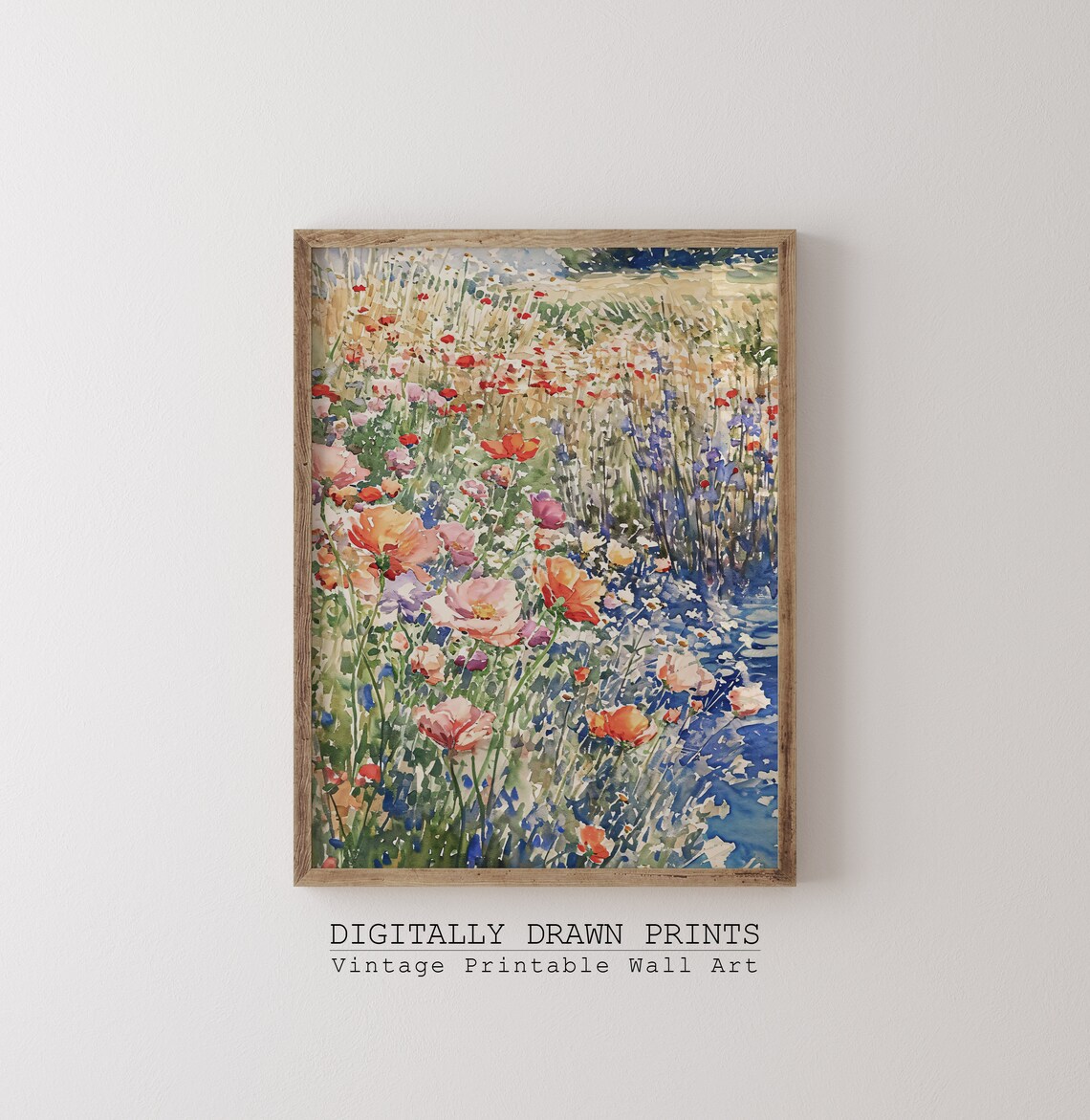 Wildflowers Landscape Art Print, Farmhouse Spring - Image 3