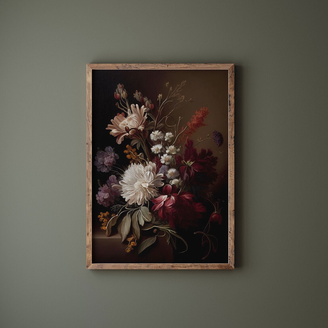 White Roses Botanical Art Print, Dark Academia - Image 3