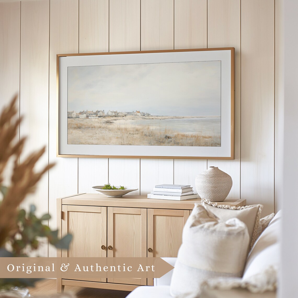 Vintage Coastal Fishing Village Sandy Dunes Muted Neutral Seaside Poster - Image 4