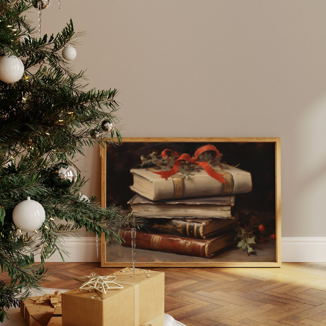 Rustic Christmas Still Life Art Print, Farmhouse Decor - Image 3