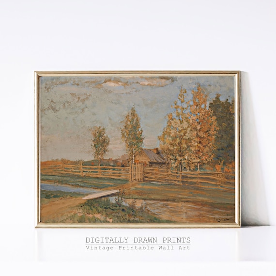Autumn Landscape Vintage Art Print, Fall Decor