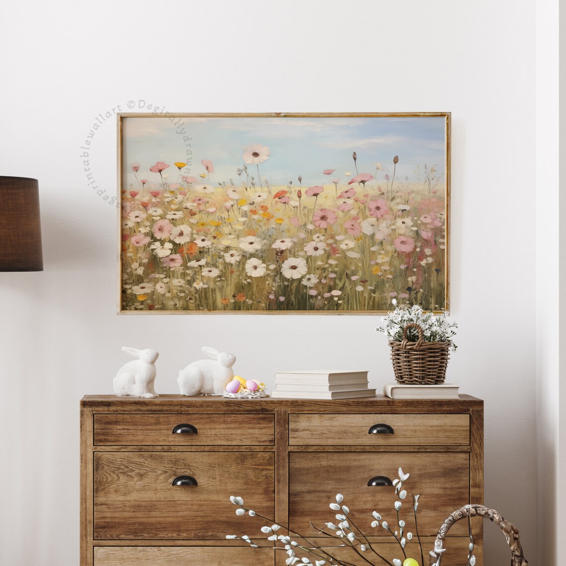 Neutral Wildflower Art Print, Vintage Cottagecore - Image 4
