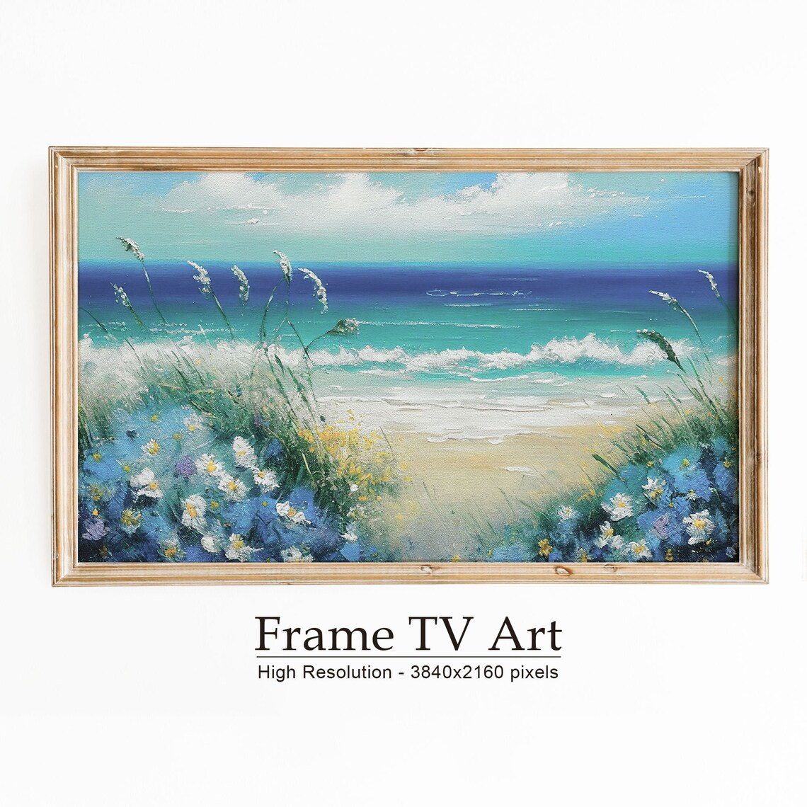 Summer Coastal Landscape Vintage Cottage Art Print