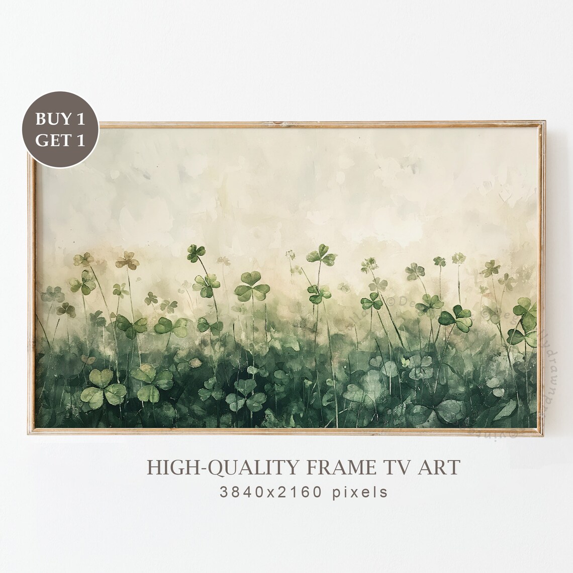 Vintage Saint Patrick Clover Art Print, Rustic Farmhouse