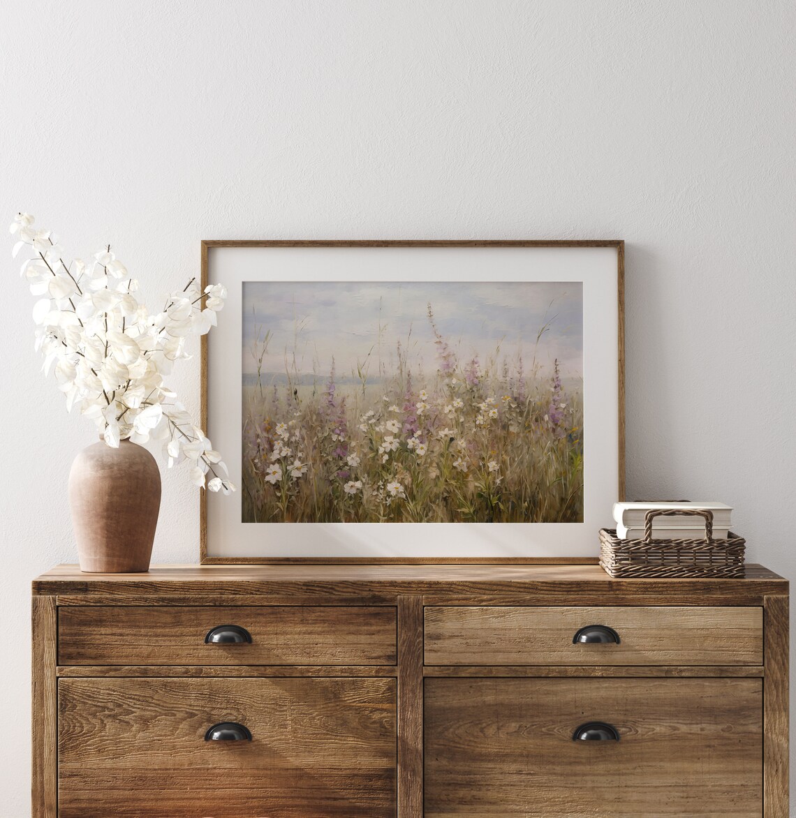 Spring Wildflower Field Vintage Landscape Art Print - Image 5