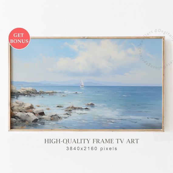 Sailboat Ocean Seascape Rocky Shore Summer Coastal Water Poster