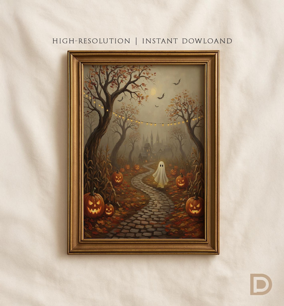 Vintage Halloween Autumn Pumpkins Art Print