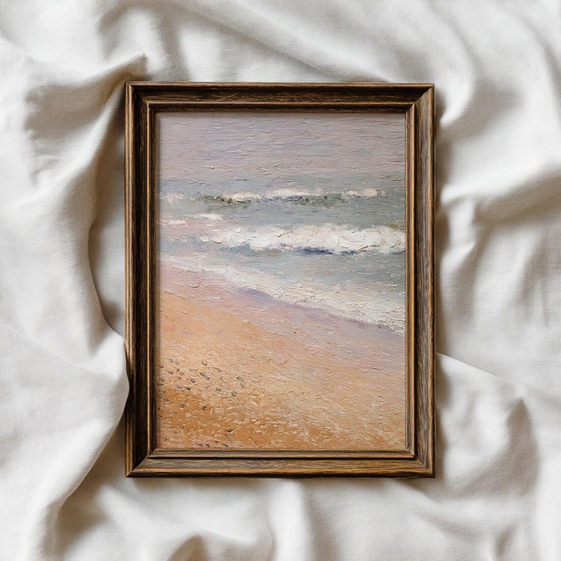 Summer Beach Impressionist Art Print, Neutral Coastal