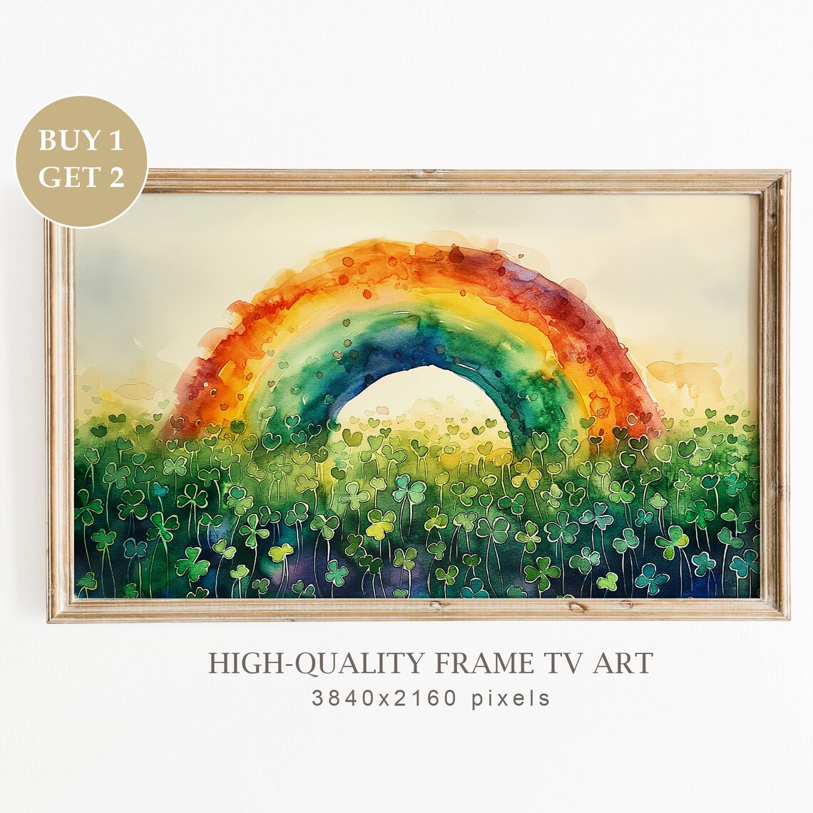 St. Patrick's Rainbow Clovers Watercolor Art Print