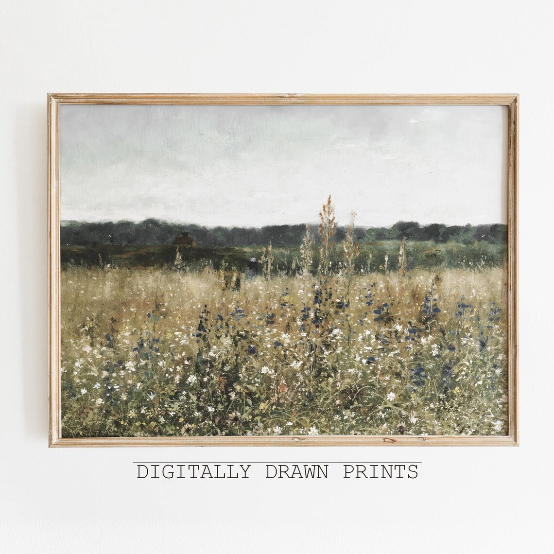Wildflower Field Country Landscape Oil Painting Poster