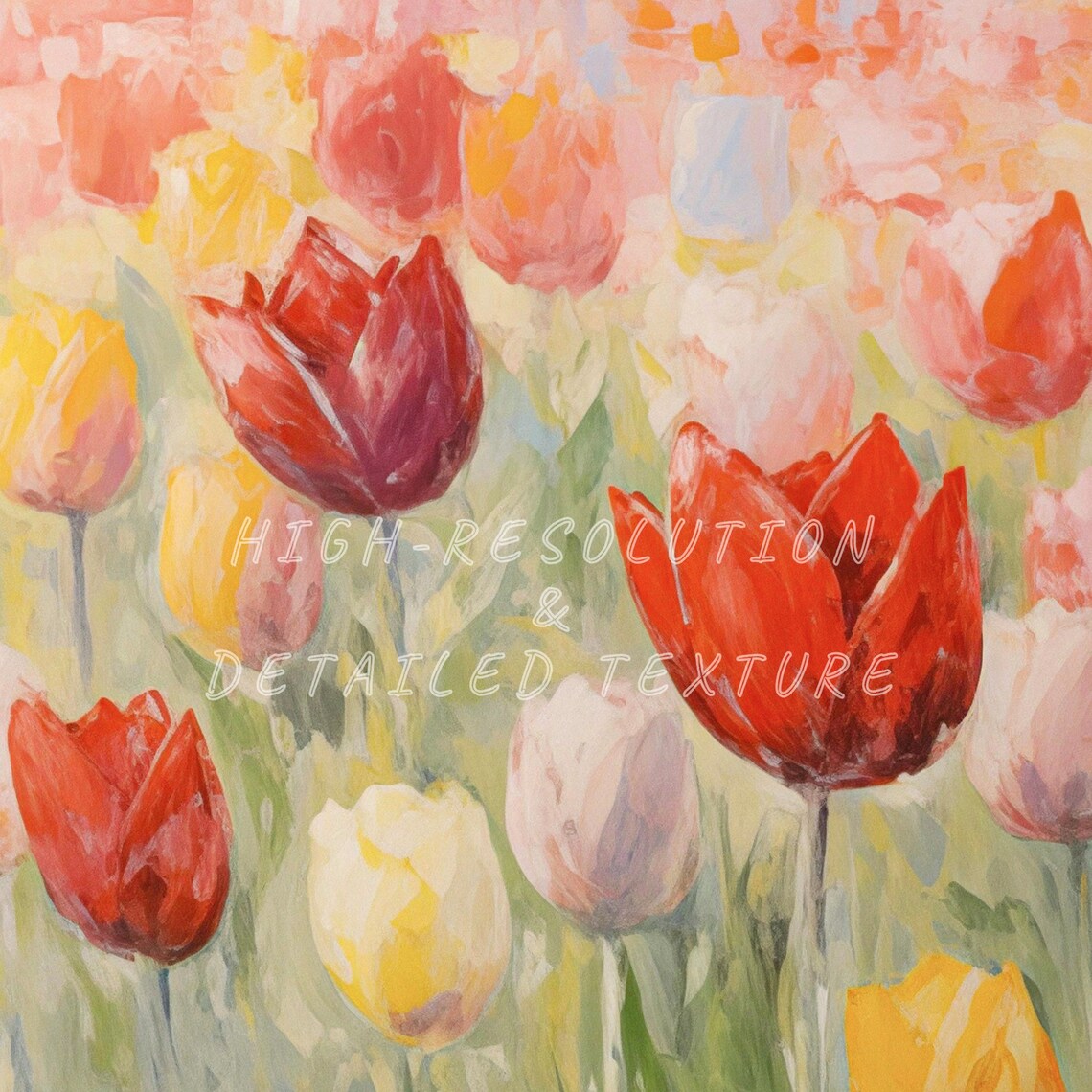 Spring Tulips Oil Painting Floral Print, Farmhouse Decor - Image 3