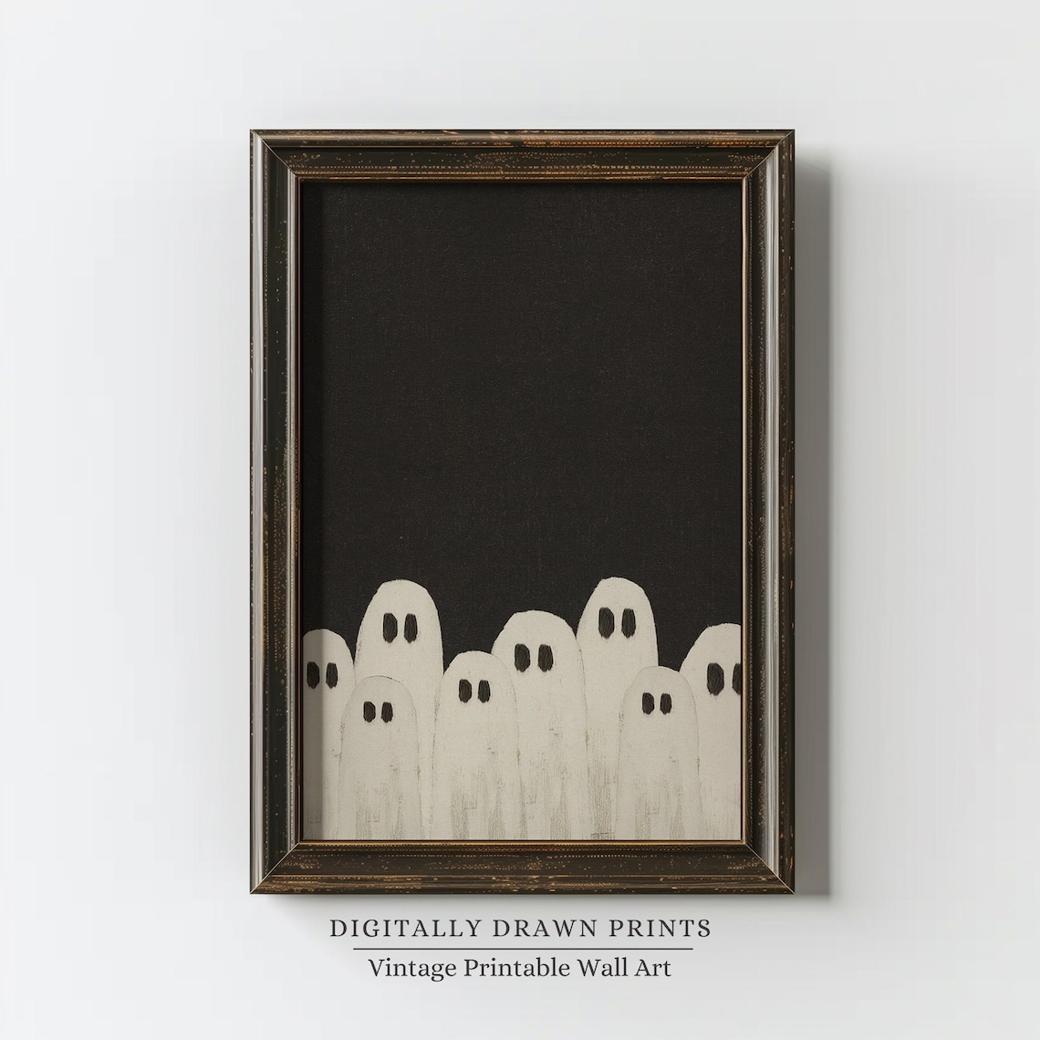 Cute Ghosts Halloween Vintage Spooky Art Print