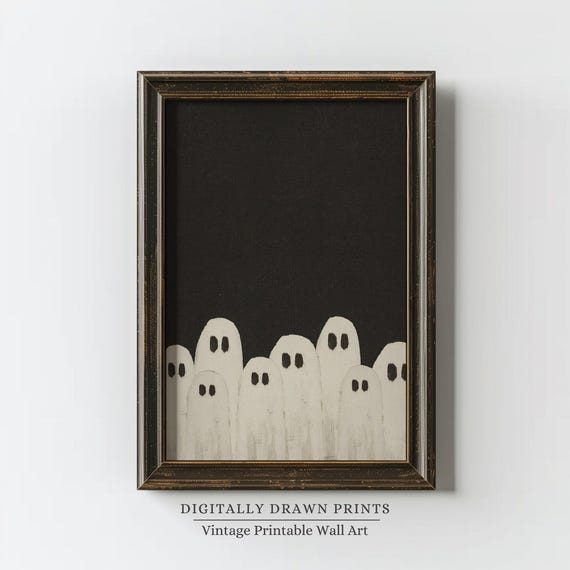 Cute Ghosts Halloween Vintage Spooky Art Print