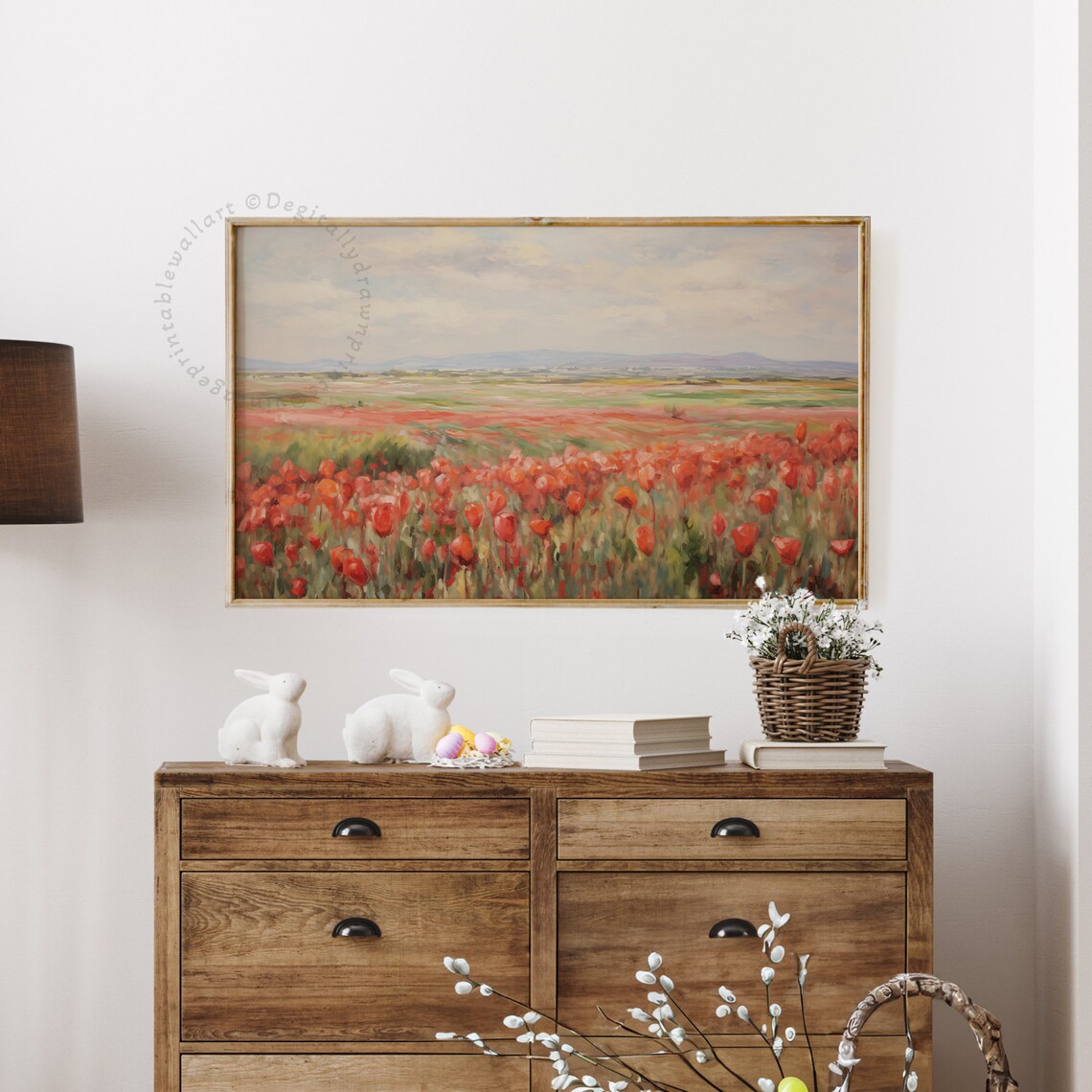 Moody Spring Frame Tv Art Tulips Oil Painting For Tv Wildflowers Field Painting Moody Farmhouse Decor Instant Frame Tv - Image 4