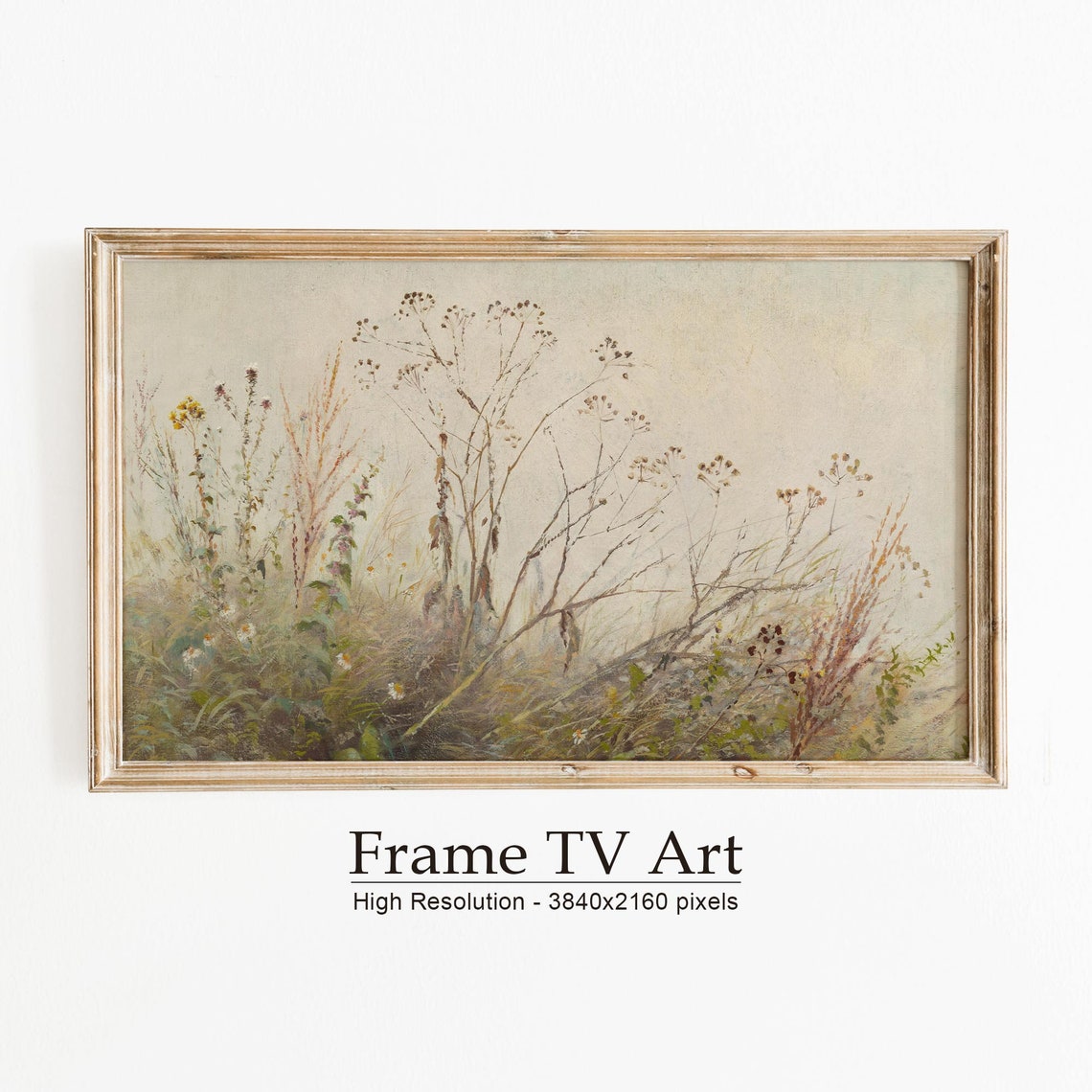 Dried Wildflower Grasses Beige Botanical Soft Neutral Wall Art