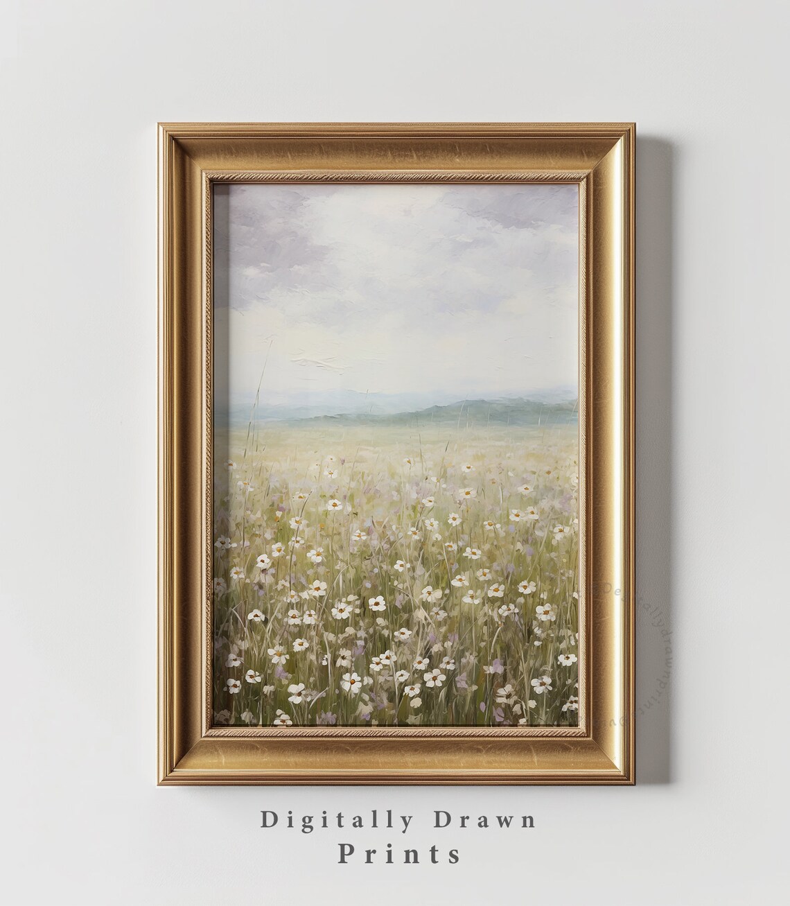 Spring Wildflower Field Landscape Wall Art Print - Image 3