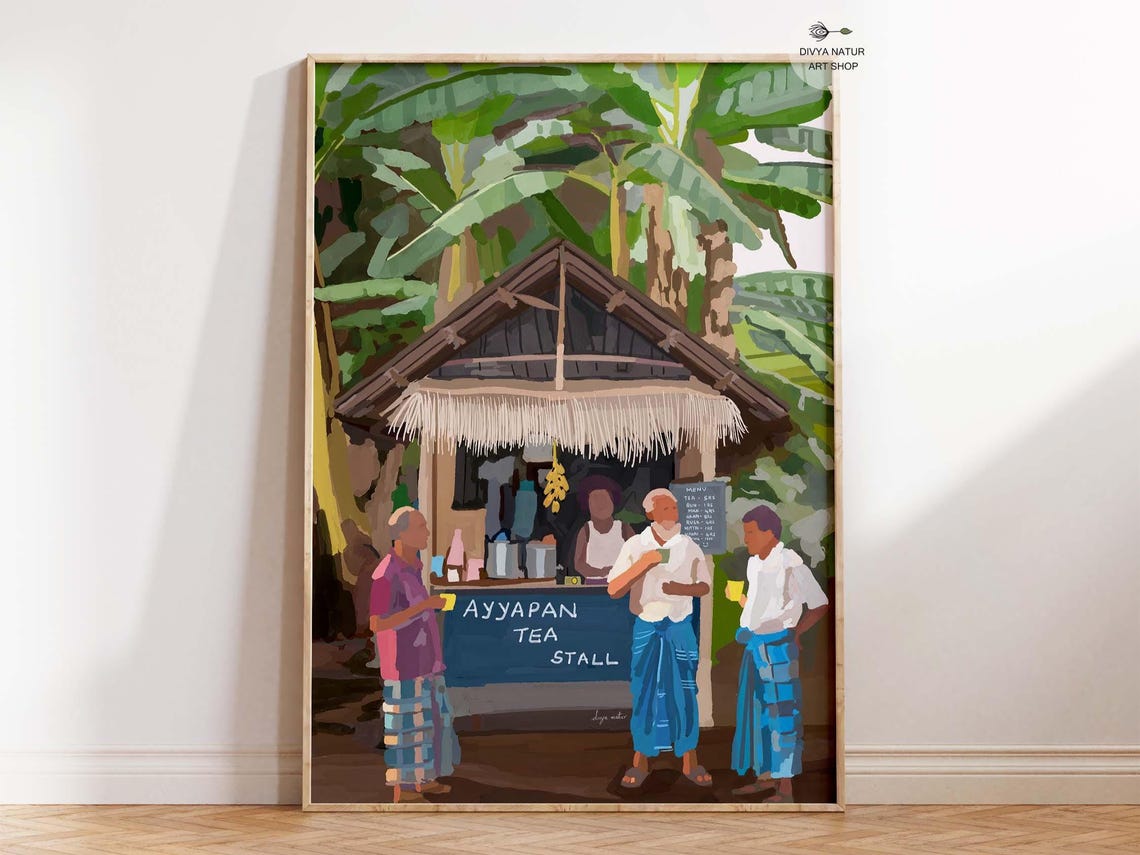 Ayyapan Tea Stall Kerala Chai Shop Street Scene Home Decor Poster