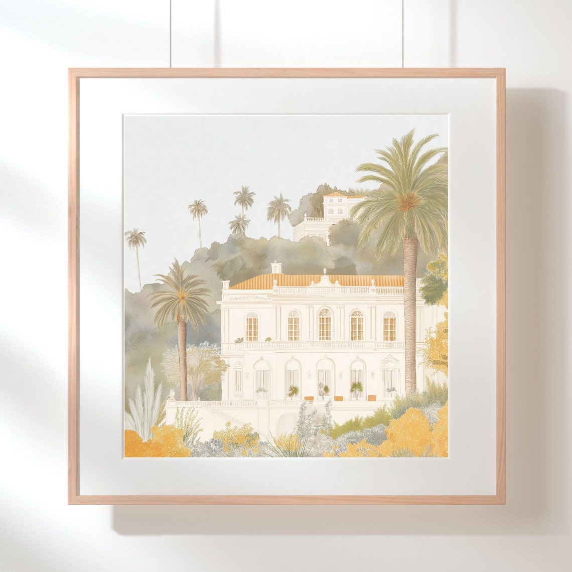 Elegant Beverly Hills Mansion Art Pastel Villa Wall Decor Luxury Architecture Modern Home Getty