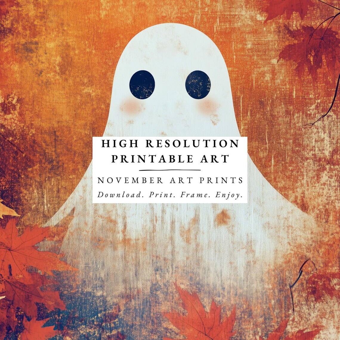 Fall Ghost Art Print, Cute Halloween Decor - Image 5
