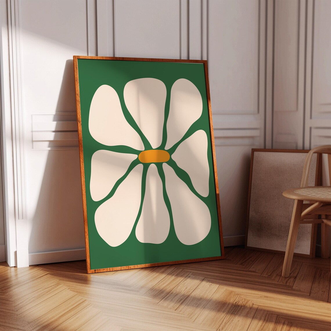 70s Retro Daisy Poster, Abstract Floral Art Print