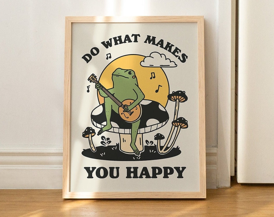 Retro Frog Love Quote, Vintage Mushroom Poster