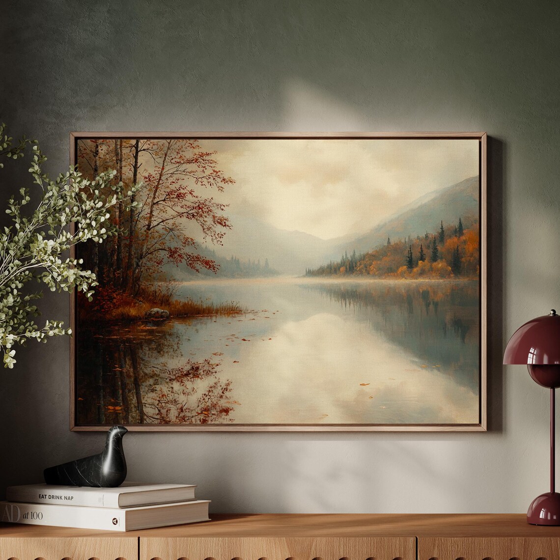 Misty Autumn Lake, Tranquil Foggy Forest Landscape - Image 5