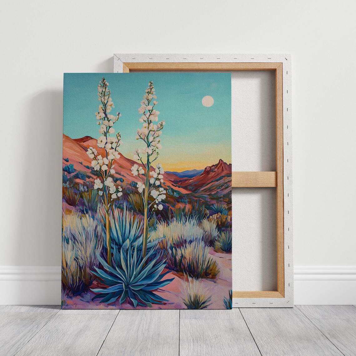 Desert Sunset Blooming Yucca Agave Southwestern Landscape Wall Poster