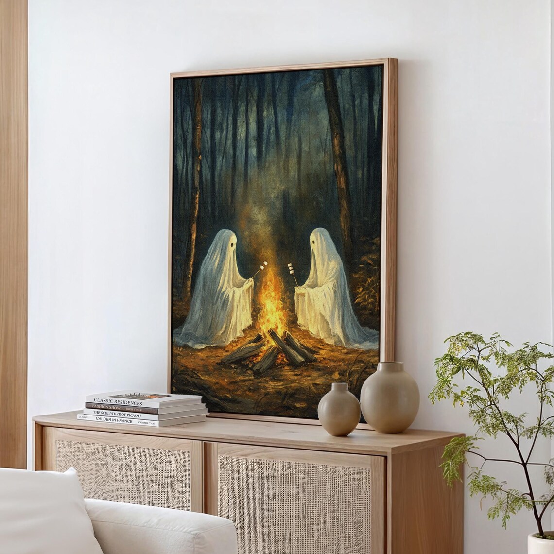 Ghosts Roasting Marshmallows, Cozy Spooky Art - Image 5