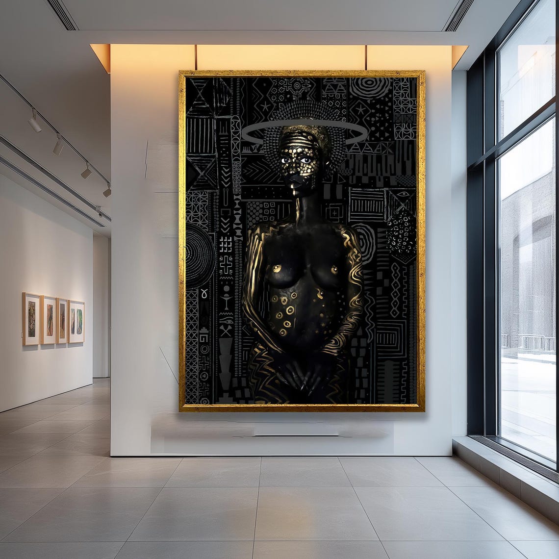 Afrocentric Black And Gold Tribal Goddess Bold Modern Art Poster