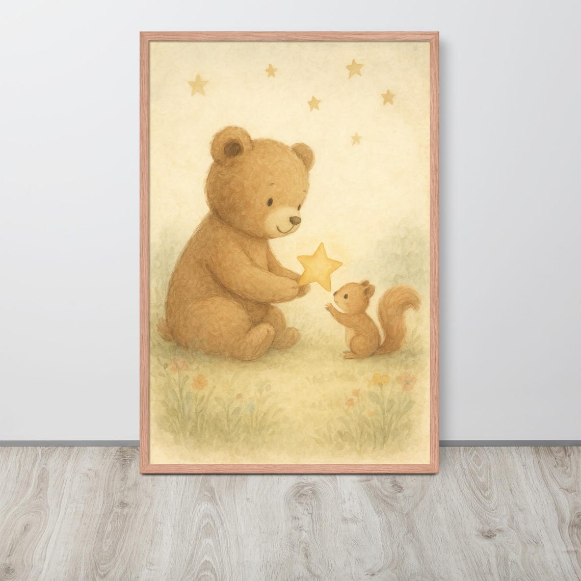 Teddy Bear and Squirrel, Baby Nursery Decor Art Print - Image 2