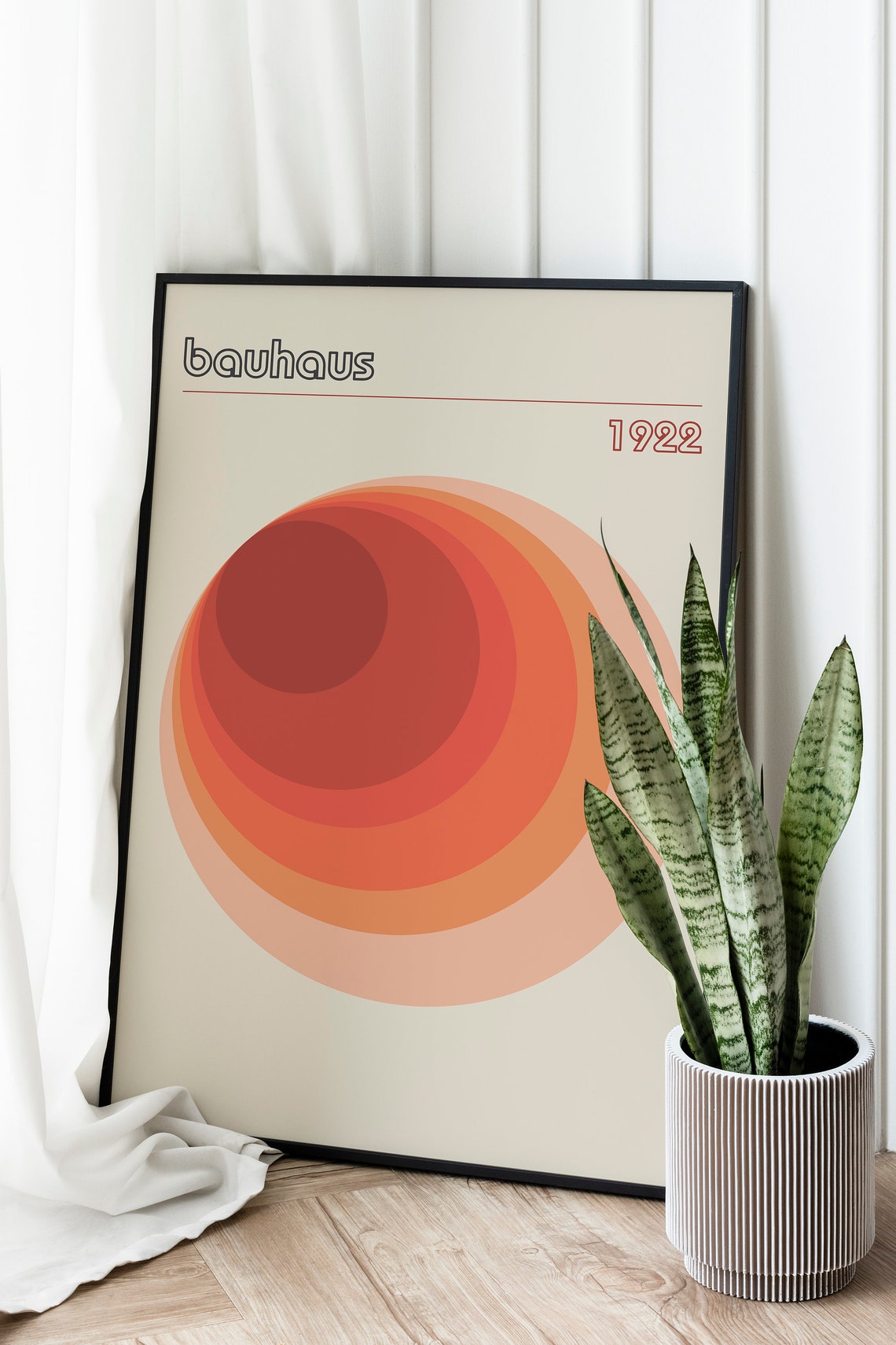 Bauhaus 1922 Concentric Circles Orange Minimalist Art Poster - Image 4