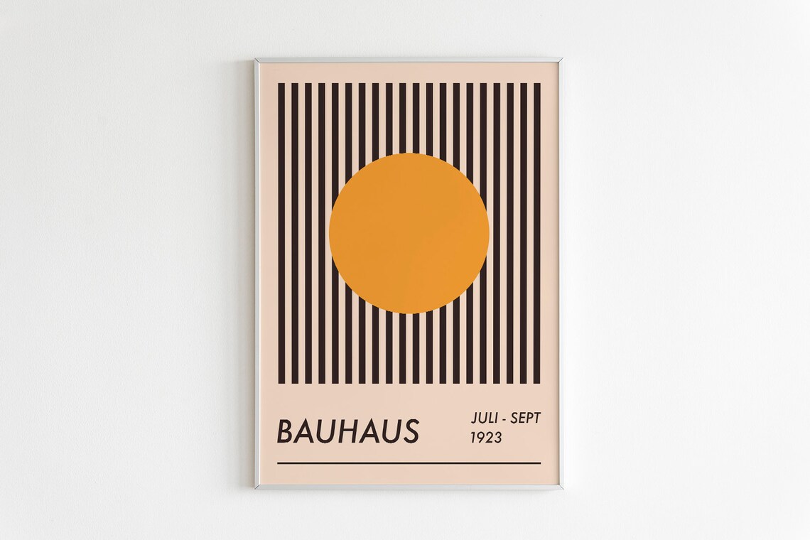 Bauhaus Juli Sept 1923 Orange Circle Striped Minimalist Art Poster