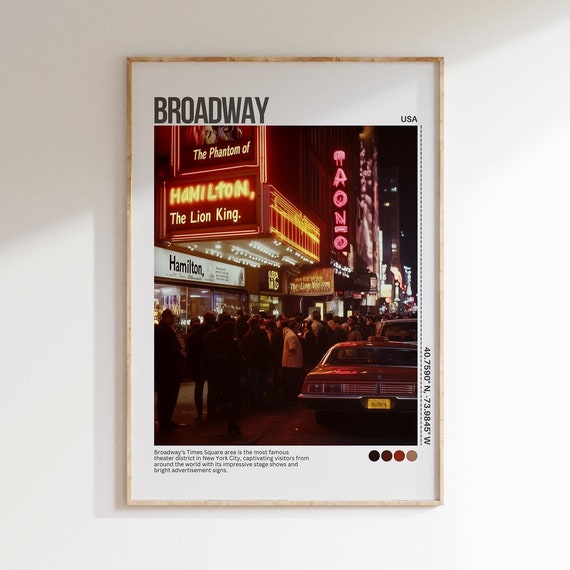 New Yorks Broadway Vintage Print Photography Print Lifestyle Print Museum Quality Photo Print