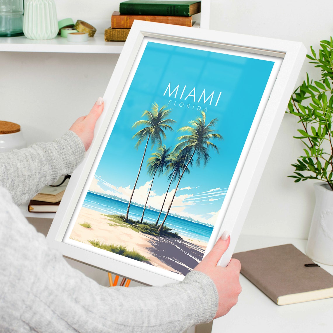 Miami Florida Palm Trees Beach Sunset Tropical Seaside Travel Poster - Image 4