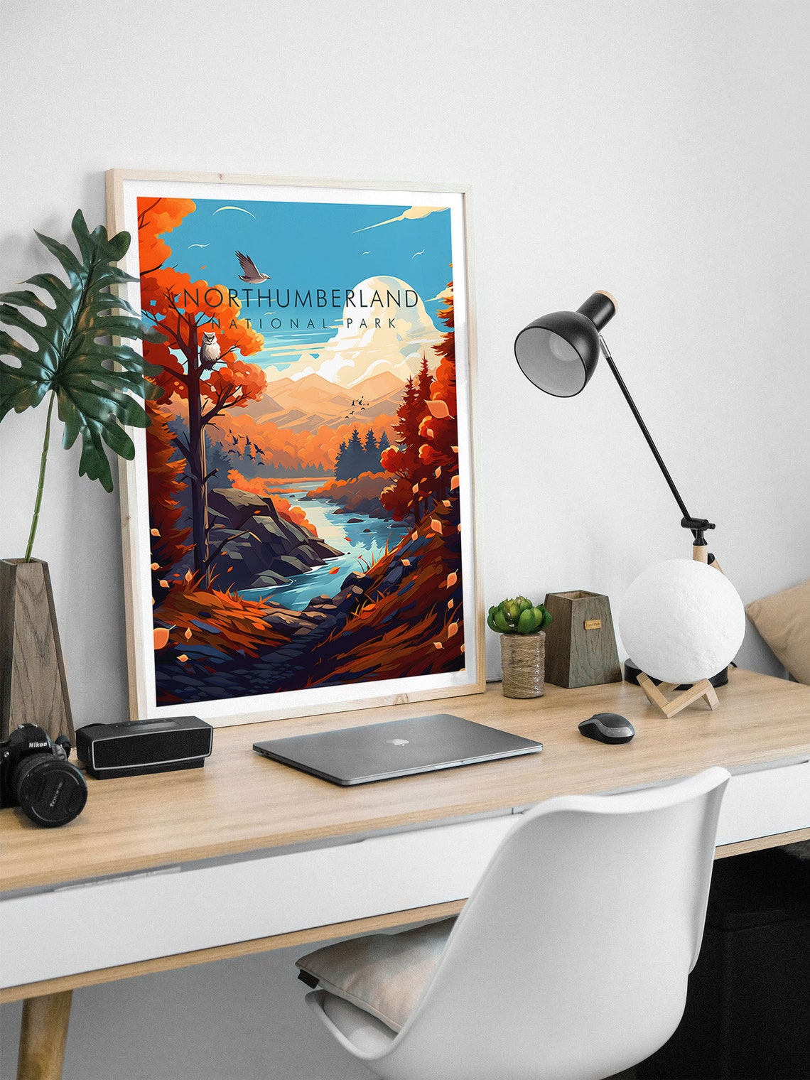 Northumberland National Park England Autumn River Owl Nature Poster - Image 2