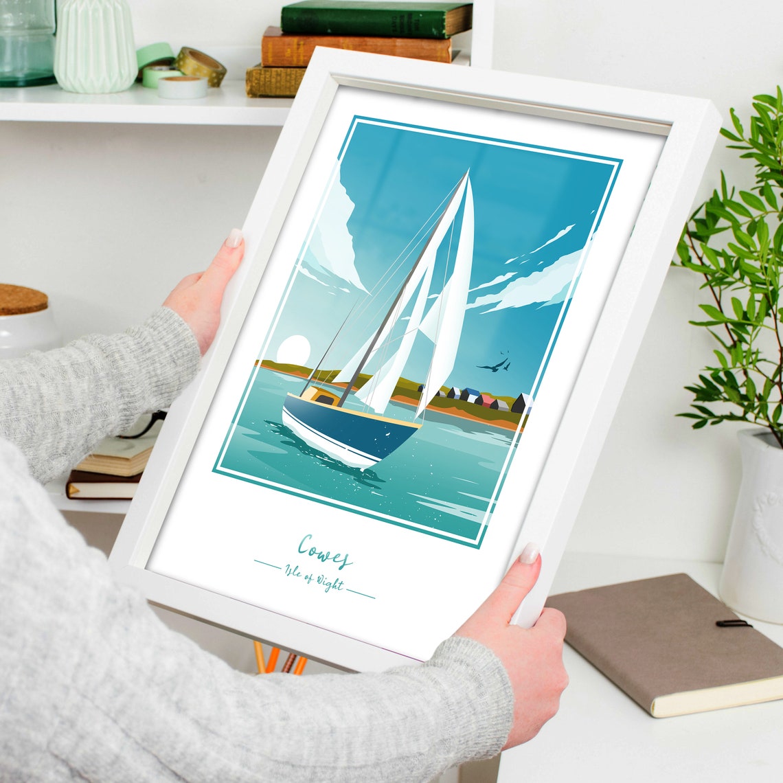 Cowes Isle of Wight Classic Yacht Sailing Regatta Scene Poster - Image 4