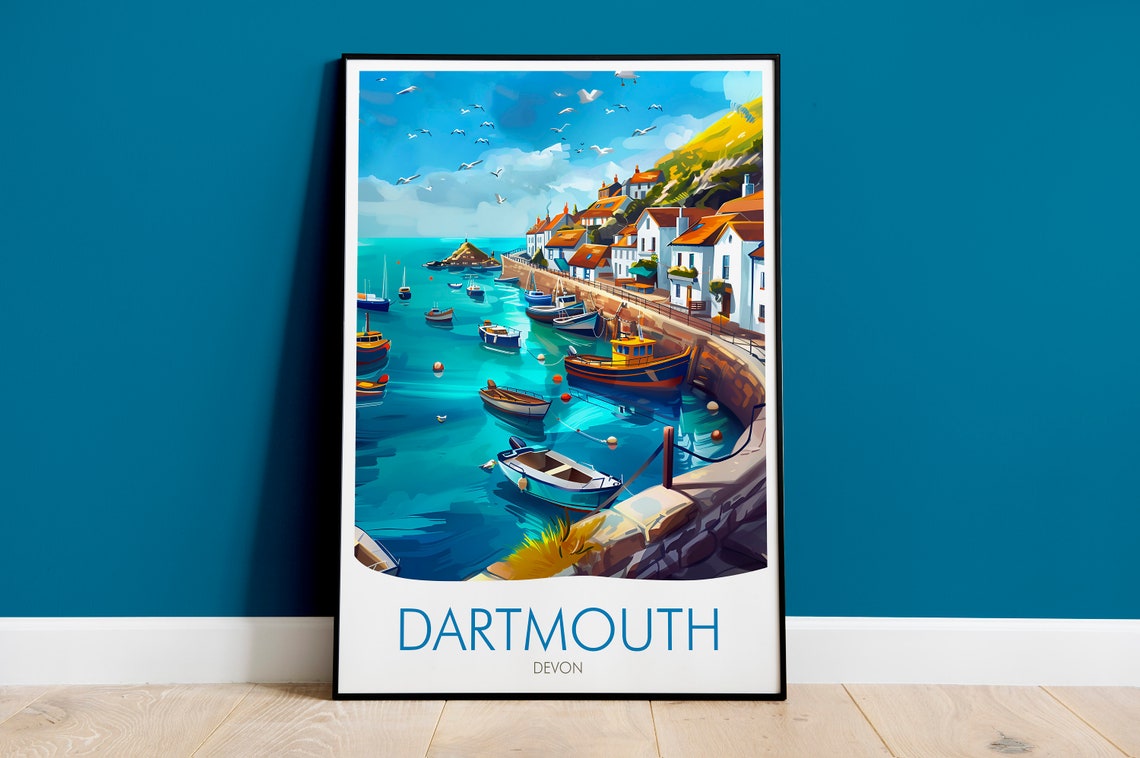 Dartmouth Devon Boats Cottages Turquoise Bay Harbor View Poster