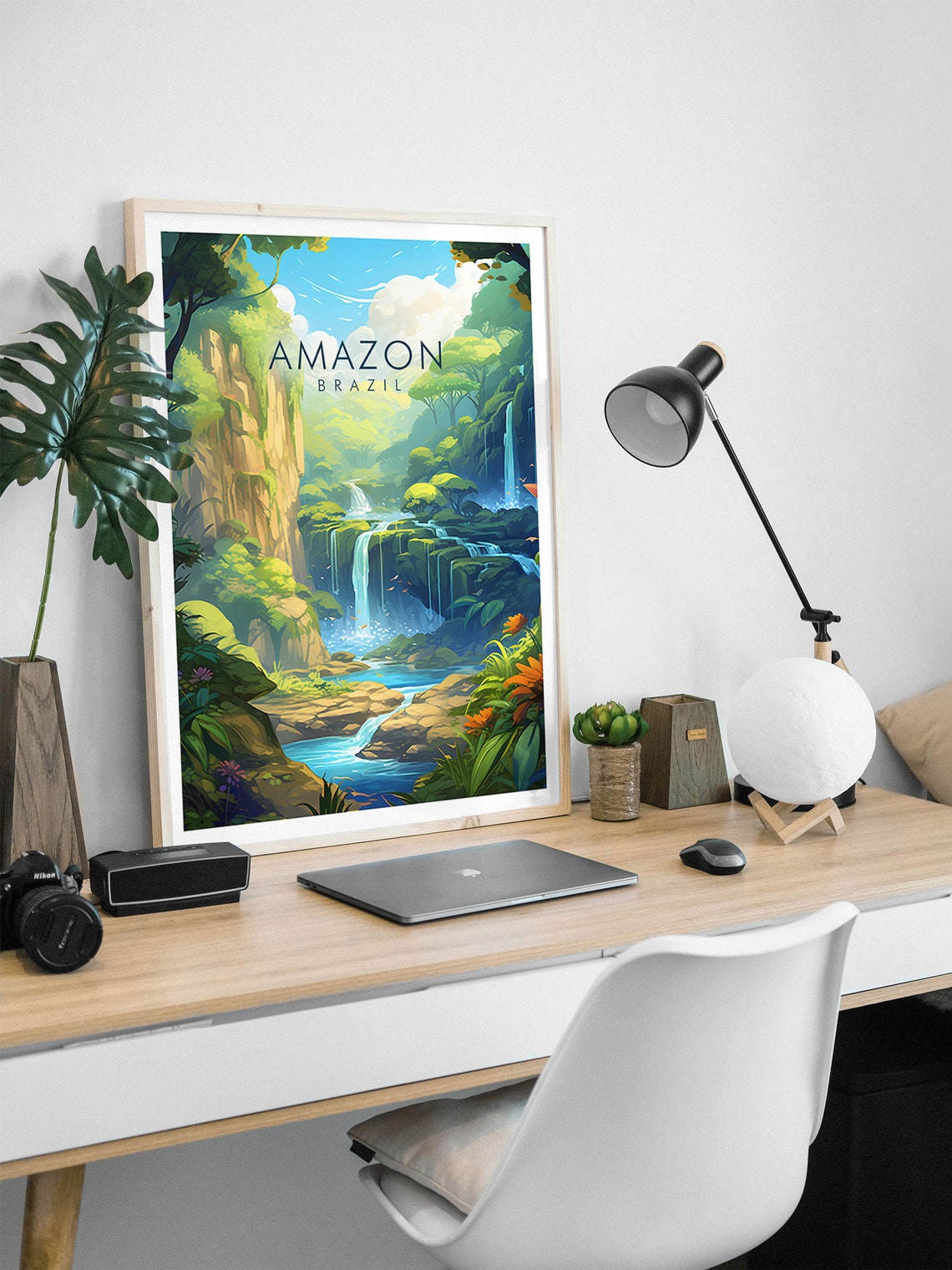 Amazon Brazil Lush Rainforest Waterfall Jungle Nature Travel Poster - Image 2