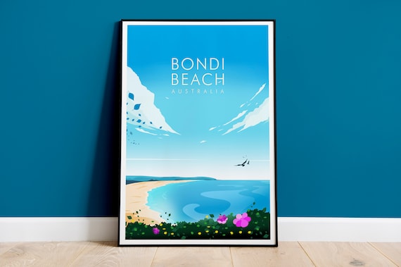 Bondi Beach Australia Coastal Bay Minimalist Seaside Art Poster