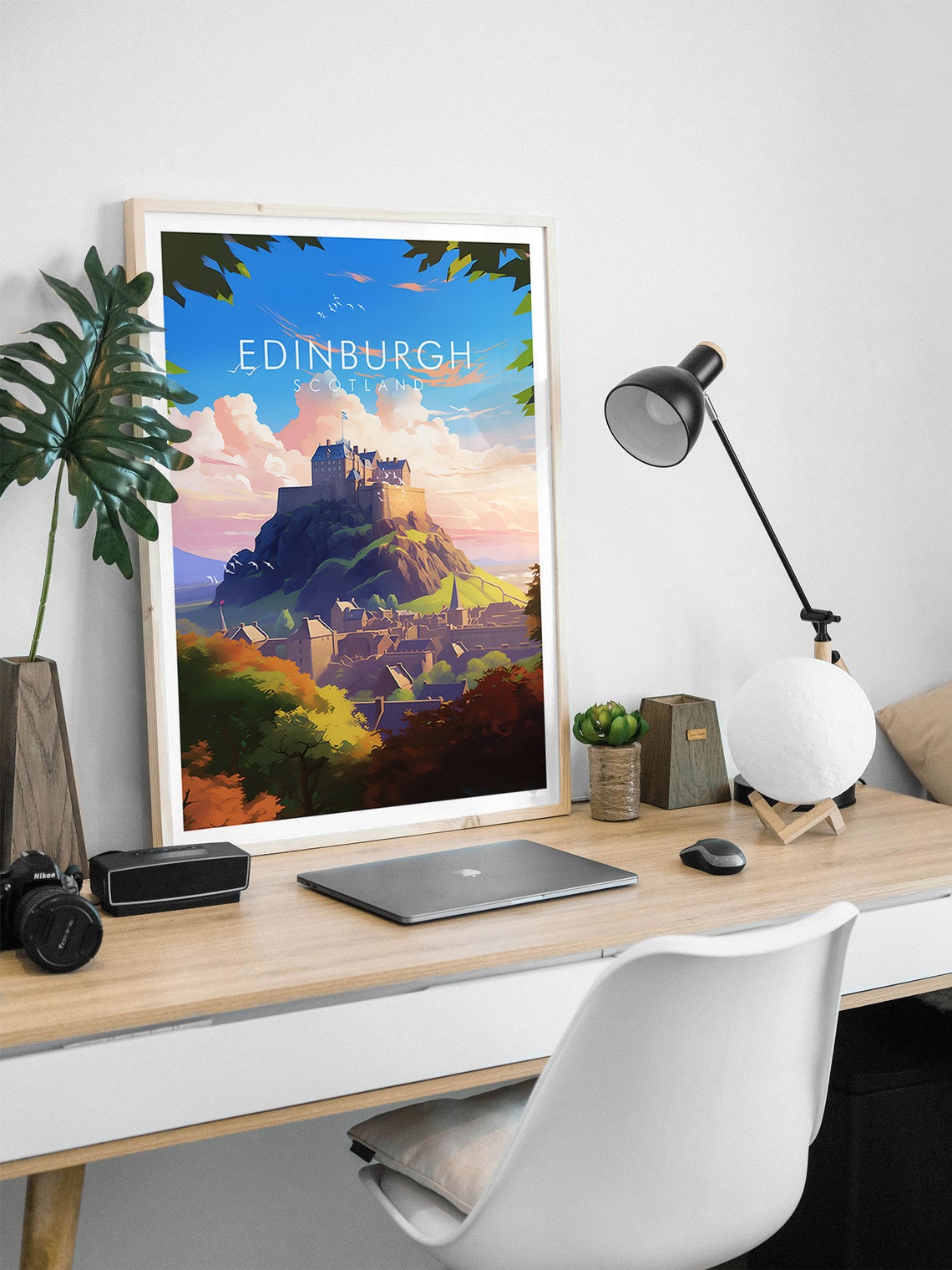 Edinburgh Scotland Castle Rock Old Town Sunset Skyline Poster - Image 2